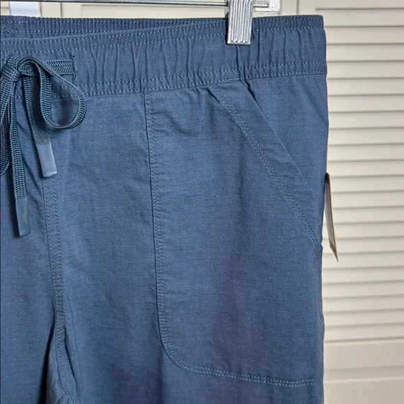 NWT Title Nine Women's Brash Tie Front Blue Cropped Cotton Blend Pants Medium - Picture 5 of 13